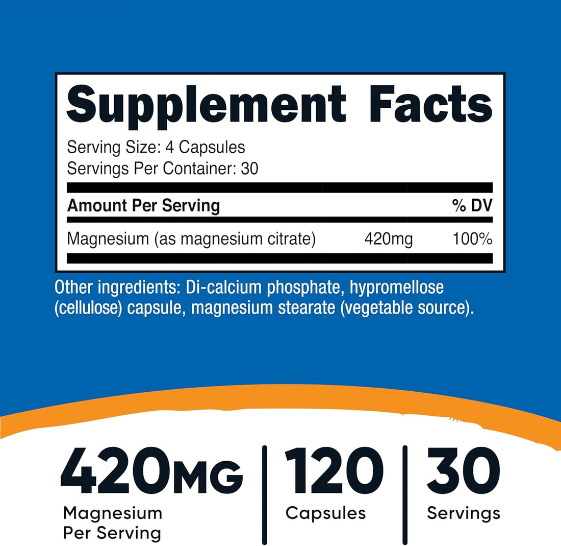 Magnesium Citrate 420Mg 120 Veggie Capsules 