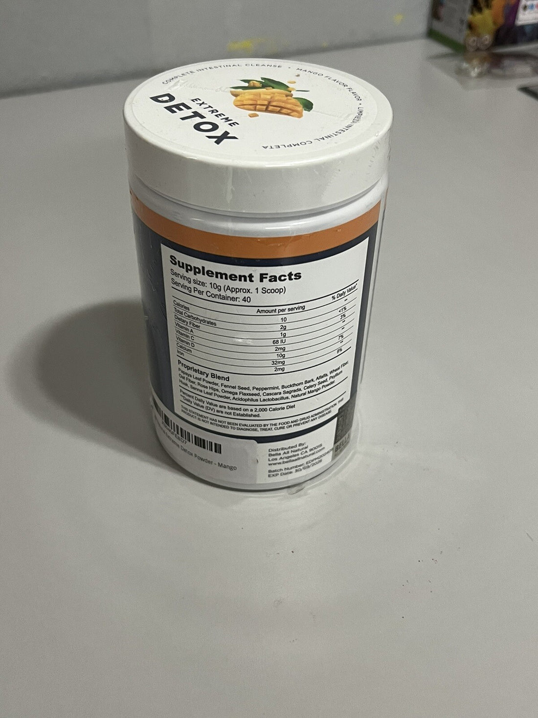 Bella All Natural Extreme Detox Powder - Mango Brand New